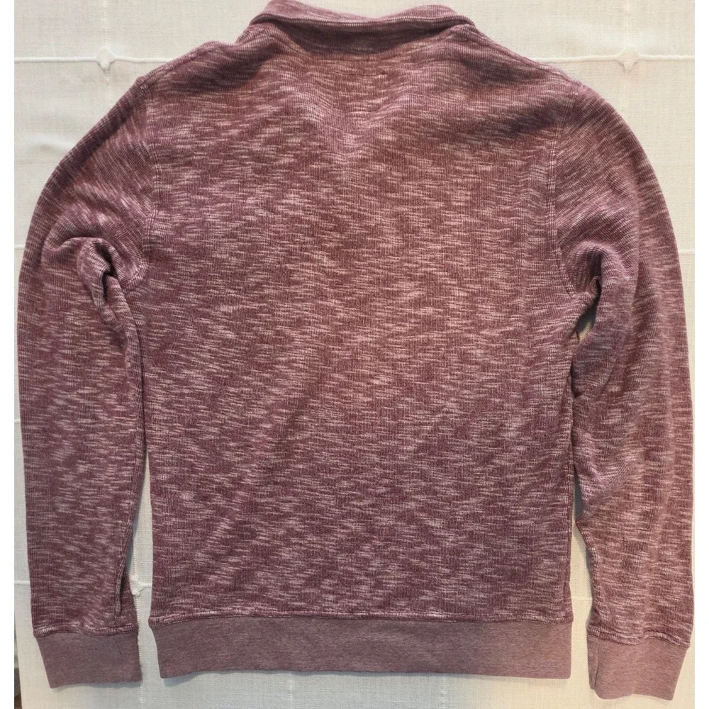 Lucky Brand Mens Space Dye Henley Sweatshirt Burgundy Small Pullover Pocket